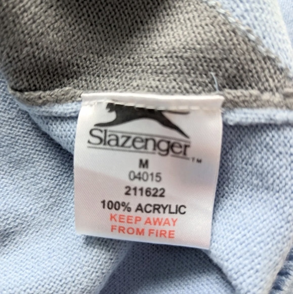 Slazenger Pastel Blue & Yellow Argyle Jumper Sweater Size M | Golf Preppy Sports - Picture 8 of 8